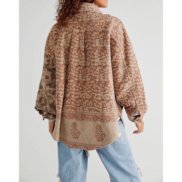 FREE PEOPLE Printed Ruby Jacket In Tea Combo Beige - Picture 2 of 16